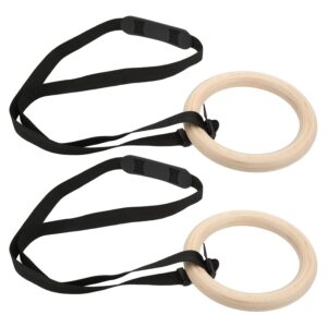 1 Pair Wooden Calisthenics Rings, Wooden Gymnastic Rings with Straps Exercise Gym Rings Athletic Rings Pull Up Training Rings Gymnastics Equipment for Home, Adults and Kids