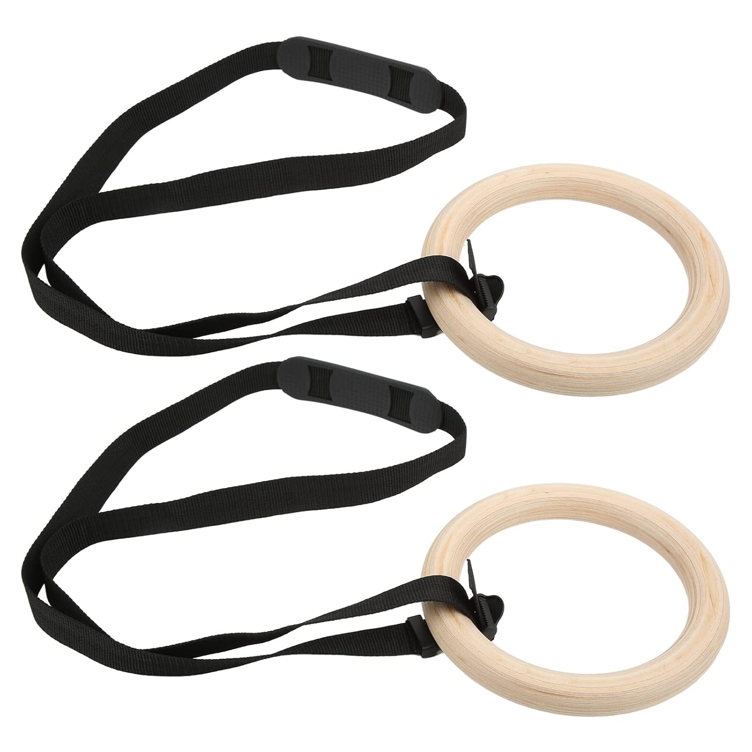 1 Pair Wooden Calisthenics Rings, Wooden Gymnastic Rings with Straps Exercise Gym Rings Athletic Rings Pull Up Training Rings Gymnastics Equipment for Home, Adults and Kids