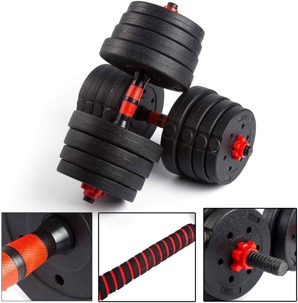 20kg 30kg Adjustable Dumbbells Set - Free Weights Dumbbell Handle Bars Pair - Excellent for Weight Lifting Body Building Home Gym Training Equipment Barbell Bench Press Exercise