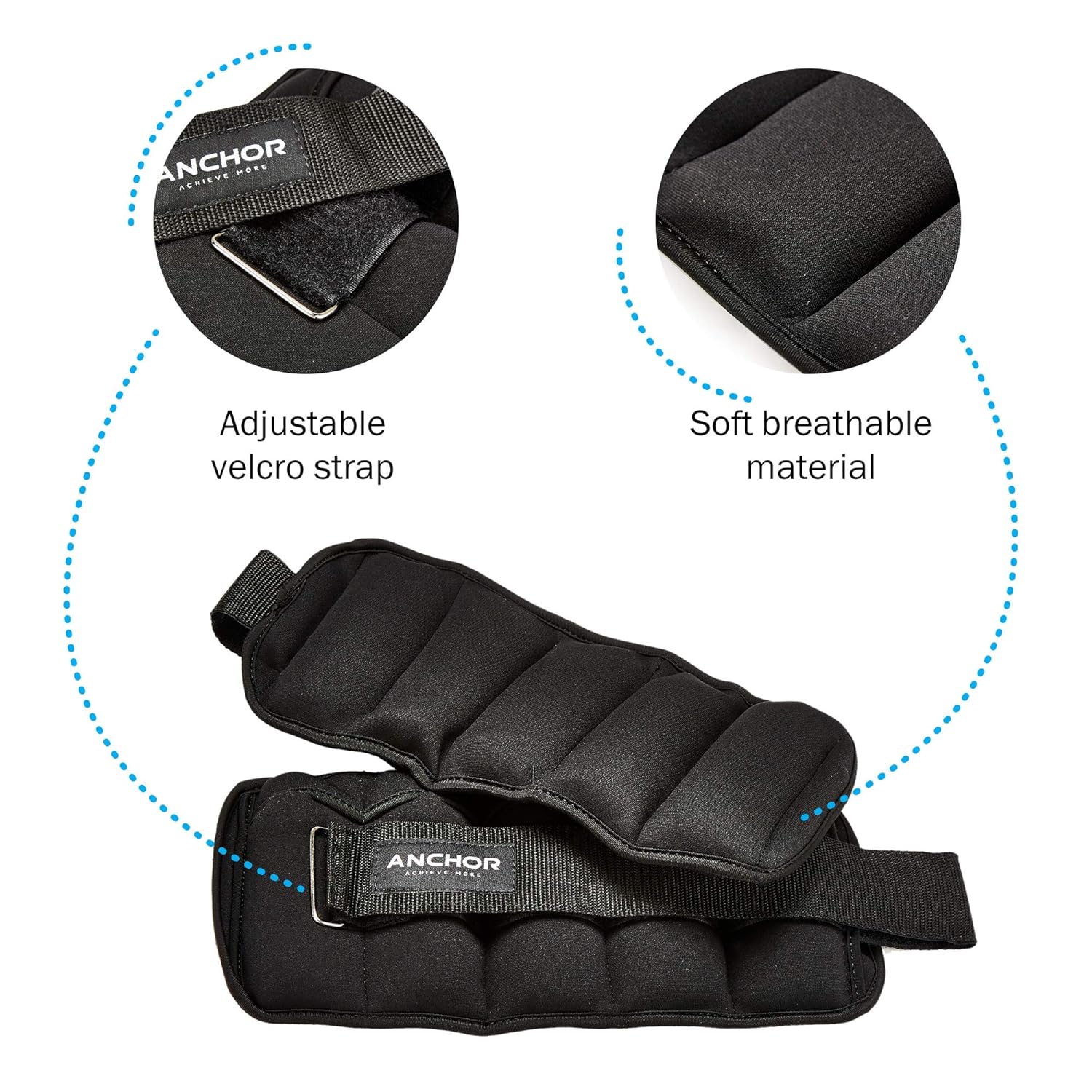 3 in 1 Ankle Wrist Weights Straps pair set for Women Men Fitness, Walking, Jogging, Gym Arm Leg Hand Exercise, Resistance Training, Physical Therapy - Adjustable Weight Options...