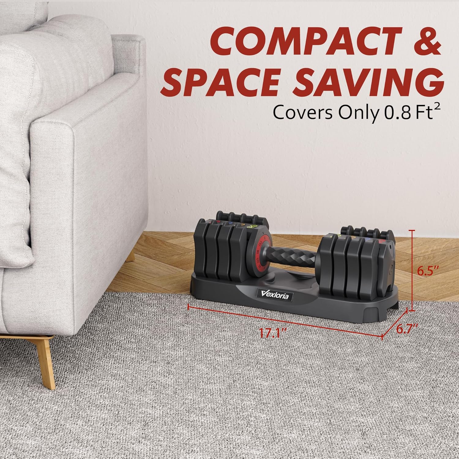 Adjustable Dumbbell Set, 22.5lb 5-in-1 Quick Adjust Dumbbell, Free Weights with Storage Tray for Home Gym, Full Body Workout Equipment for Men & Women