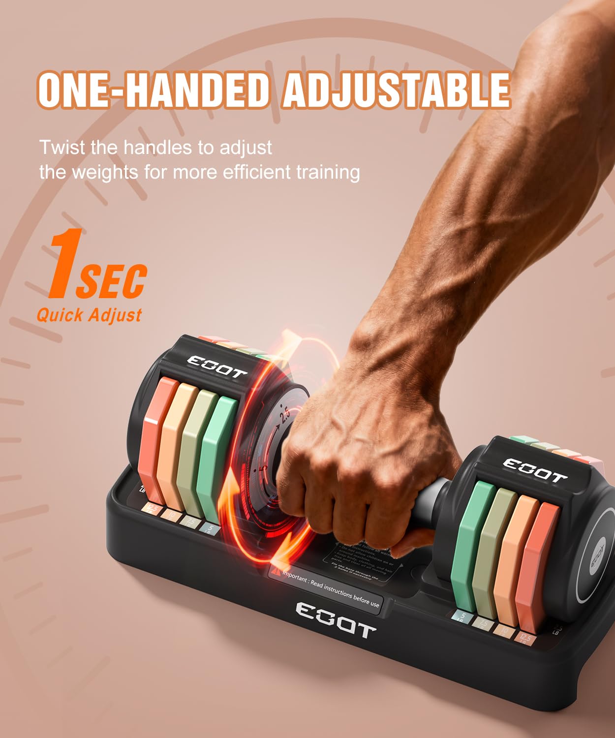 Adjustable Dumbbells Set of 2, 12.5LB/22.5LB/55LB 5 in 1 Free Adjustable Dumbbell Set with Anti-Slip Handle & Rainbow-colored Weight Plates for Home Gym, Weight Set for Women Men