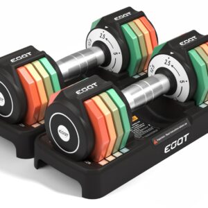 Adjustable Dumbbells Set of 2, 12.5LB/22.5LB/55LB 5 in 1 Free Adjustable Dumbbell Set with Anti-Slip Handle & Rainbow-colored Weight Plates for Home Gym, Weight Set for Women Men