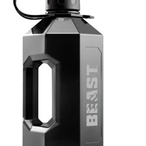 Alpha Designs | 2 Litre Water Bottle | 2.4l Large Drinks Water Jug | Holiday, Travel | Beast Black