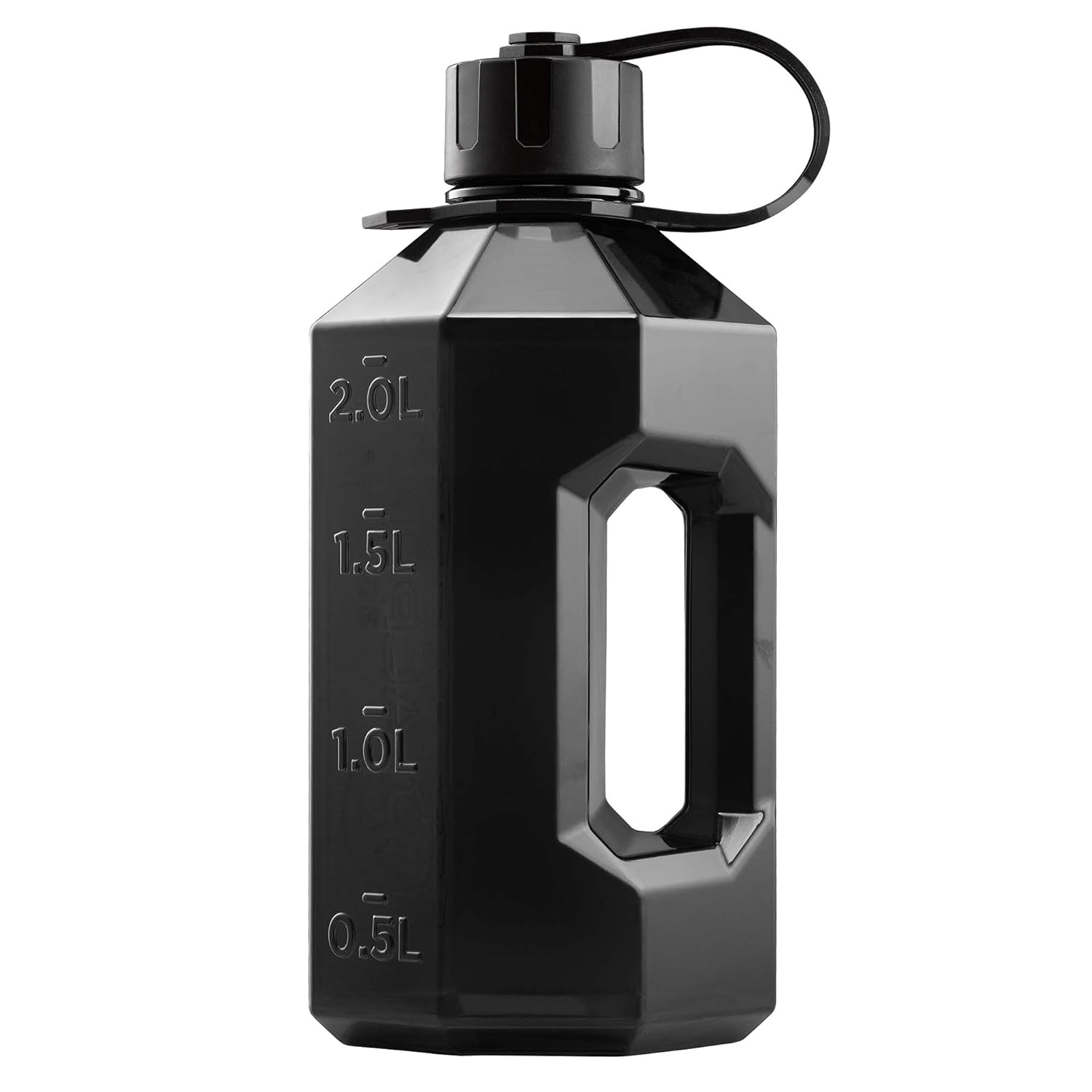 Alpha Designs | 2 Litre Water Bottle | 2.4l Large Drinks Water Jug | Holiday, Travel | Beast Black