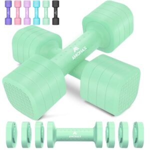 Amonax Adjustable Dumbbells Set, 1kg/2kg/3kg/4kg/5kg Dumbbell Pair, 4-in-1 and 5-in-1 Weights Dumbbells Set Women Men, Free Weights for Home Gym, Workout Hand Weights for...