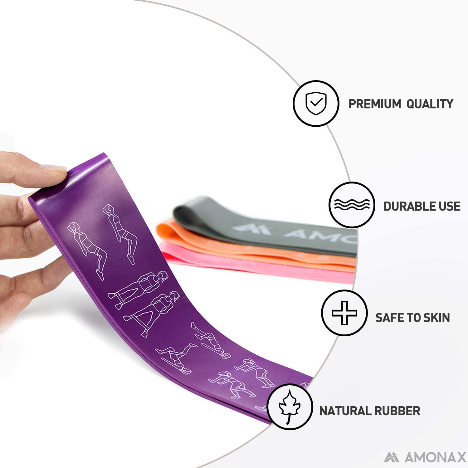 Amonax Resistance Bands Set for Women and Men, Exercise Fitness Home Gym Bands for Legs and Glutes and Arms. Yoga, Pilates Resistant Band Mini Loop Bands, Therapy Stretch Band