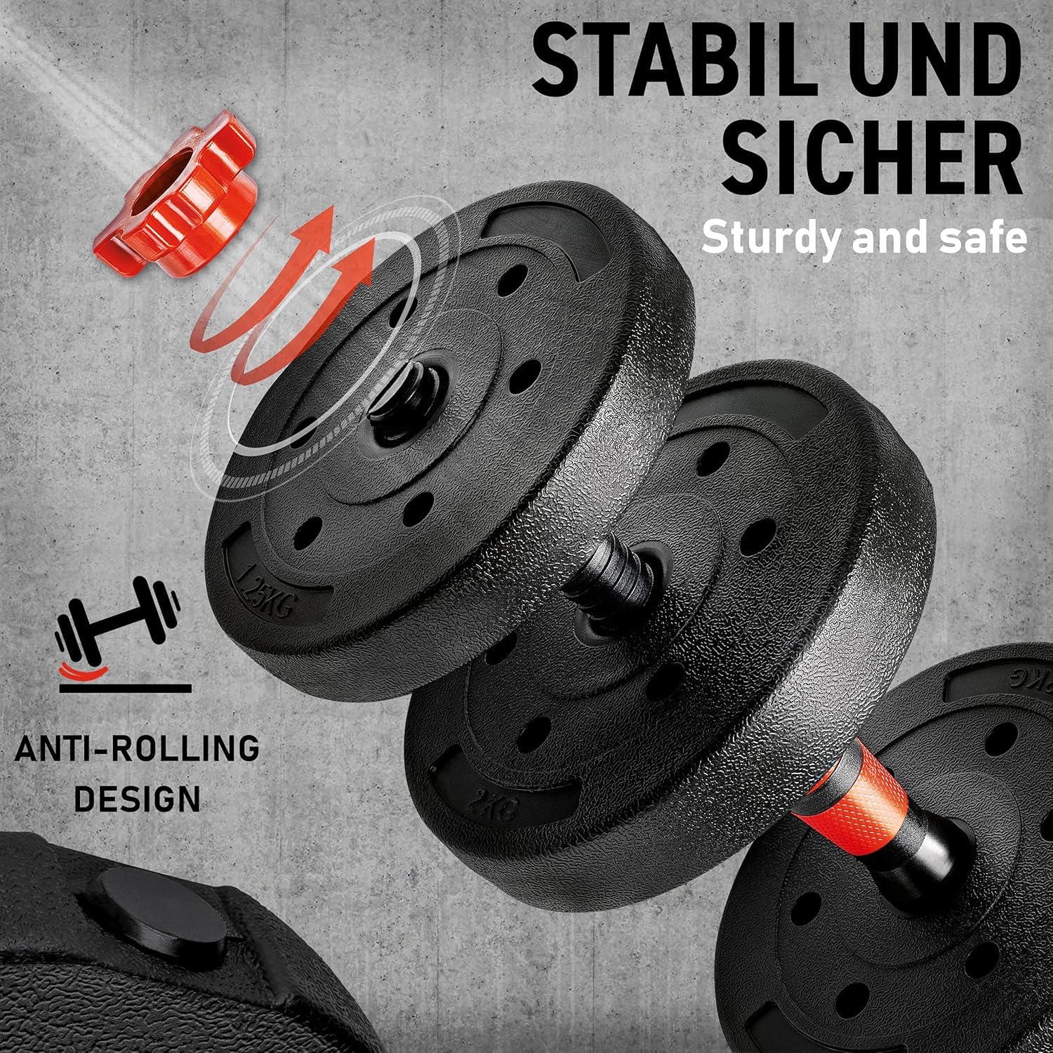 Anchor's Adjustable Dumbbells - 20kg Weights Set for Men & Women, Perfect for Bodybuilding & Fitness Training, Free Weights