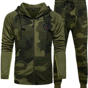 AOTORR Mens Tracksuit Set Gym Jogging Bottoms Full Zip Hooded Jacket Jogging Tops Sweatshirt