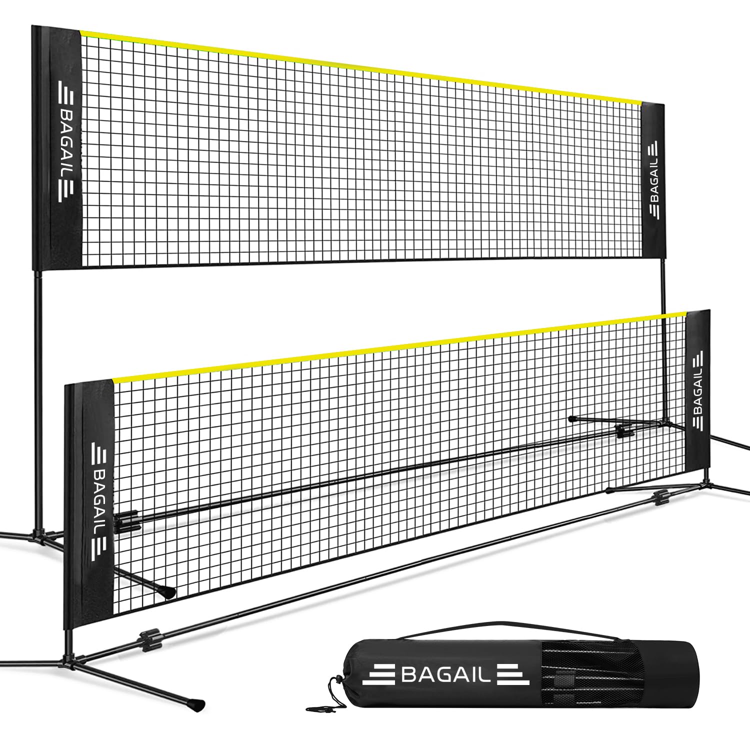 BAGAIL Badminton Net, Foldable Nylon Net, Hieght Adjustable Stand and Portable Carry Bag, Easy to Assemble or Disassemble, Ideal Recreational Sports Net for Tennis, Kids...