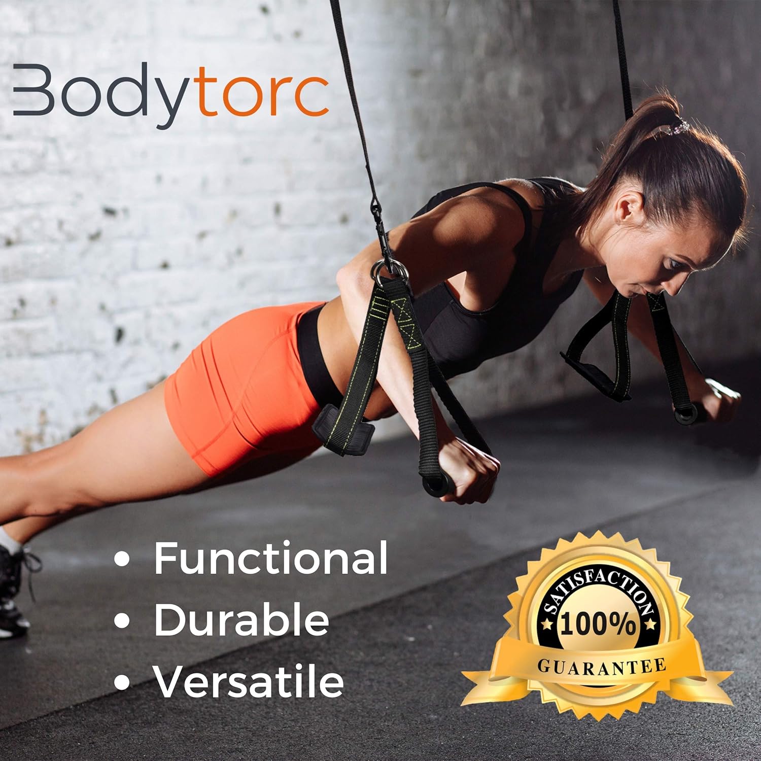 Bodytorc Suspension Trainer, Bodyweight Training Straps for Full Body Workouts at Home, Includes Door Anchor, Extension Arms and Advanced Foot Straps.