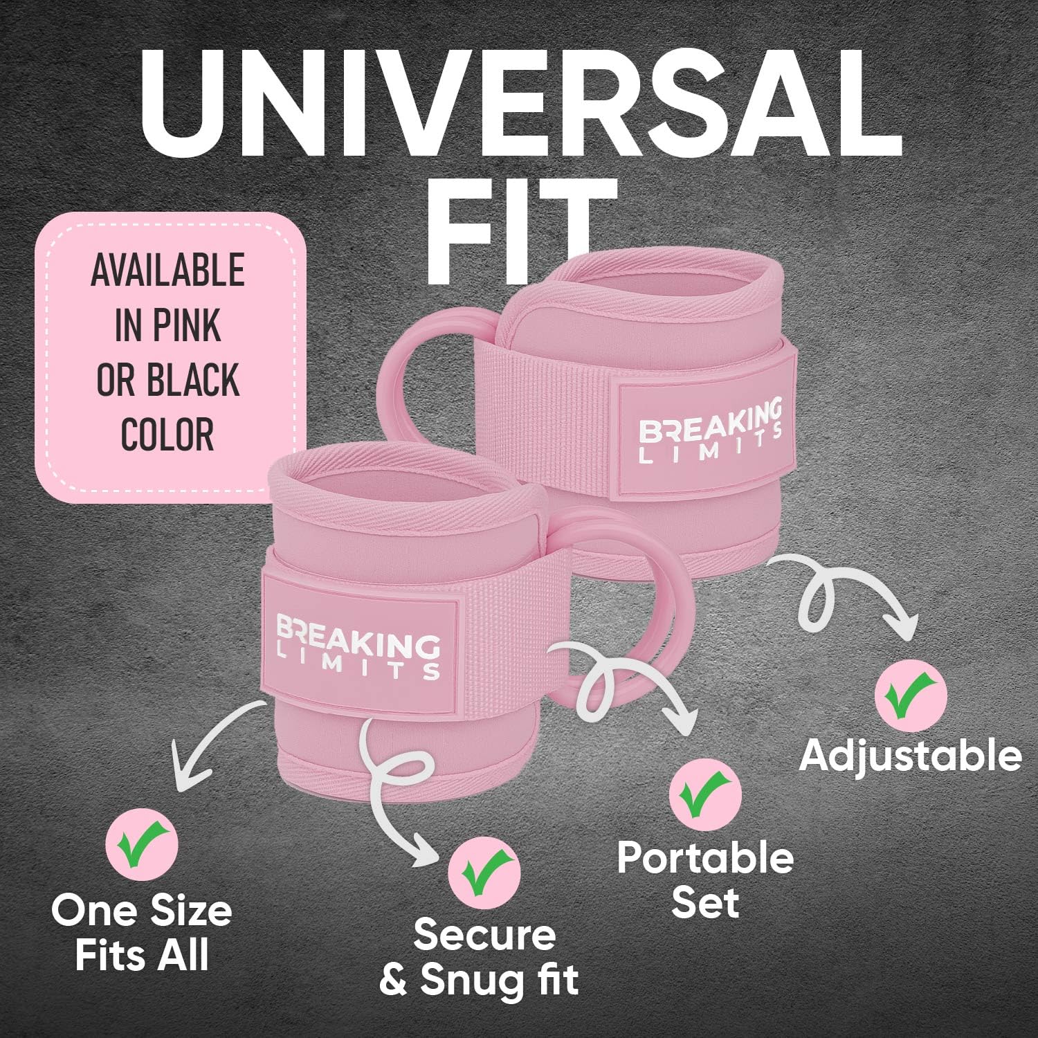 Breaking Limits Ankle Straps for Cable Machines - Gym Ankle Strap Cable Kickback Attachment – Ankle Cuffs Fitness Accessories - Leg Straps Gym Equipment for Men & Women