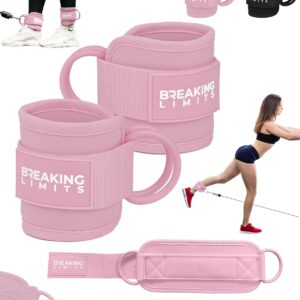 Breaking Limits Ankle Straps for Cable Machines - Gym Ankle Strap Cable Kickback Attachment – Ankle Cuffs Fitness Accessories - Leg Straps Gym Equipment for Men & Women