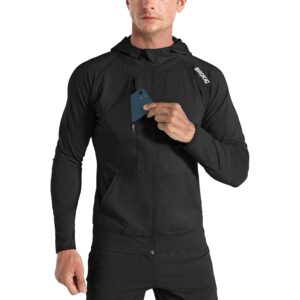 BROKIG Mens Zip Hoodies, Lightweight Sweatshirts Gym Running Jumper Jackets with Pockets
