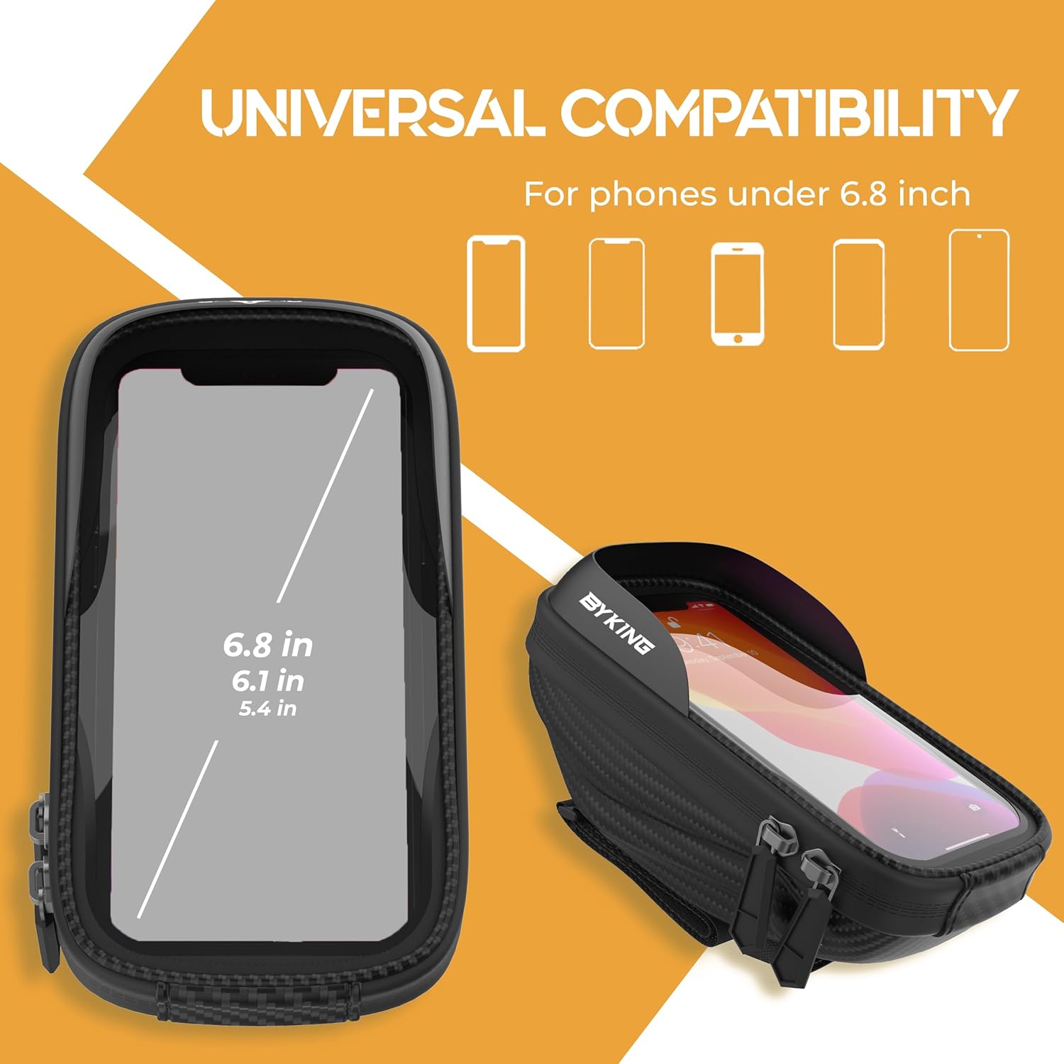 Byking Bike Phone Mount Waterproof Phone Holder for Bike Under 6.8" Smartphones, Phone Holder Bag, Universal Cycling Gifts for Men, Bicycle Accessories Bicycle Phone Holder...