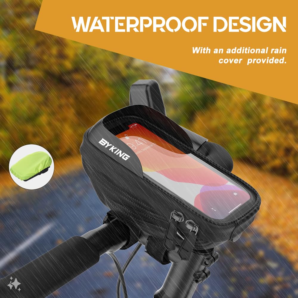 Byking Bike Phone Mount Waterproof Phone Holder for Bike Under 6.8" Smartphones, Phone Holder Bag, Universal Cycling Gifts for Men, Bicycle Accessories Bicycle Phone Holder...