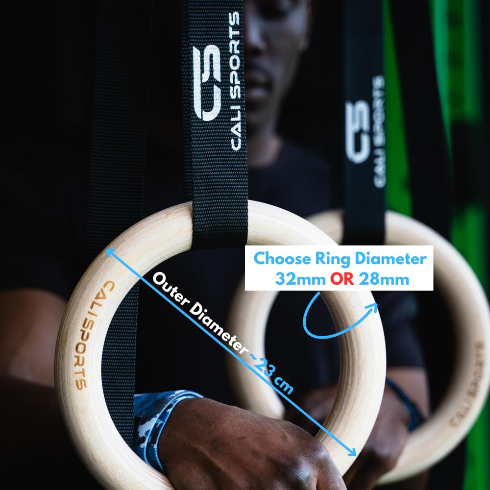 CALI SPORTS Wooden Gymnastic Rings, Calisthenics Equipment, Olympic Ring, Gymnastics equipment for home