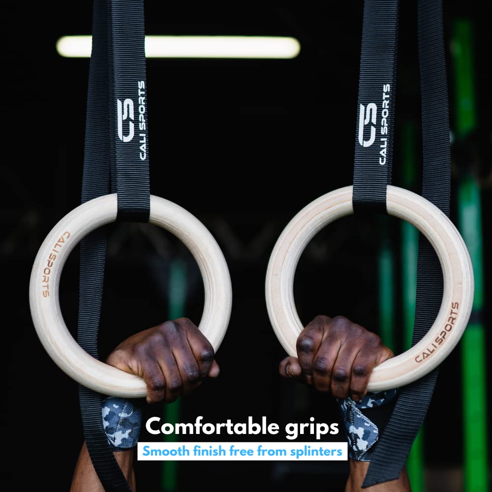 CALI SPORTS Wooden Gymnastic Rings, Calisthenics Equipment, Olympic Ring, Gymnastics equipment for home