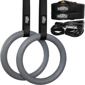 Elite Gymnastic Rings, Our Suspension Trainer has Trustworthy Buckles and Straps, Includes 2 Non-Slip Textured Gymnastics Rings, Reliable Gymnastic Equipment for Adults & Kids