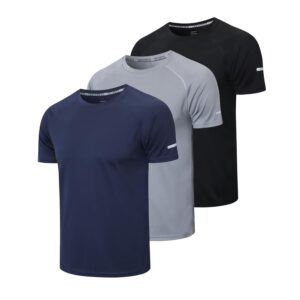Gaiatiger 1/3 Pack Mens T-Shirts Quick Dry Short Sleeve Tops Moisture Wicking Active Athletic Running Work Shirts