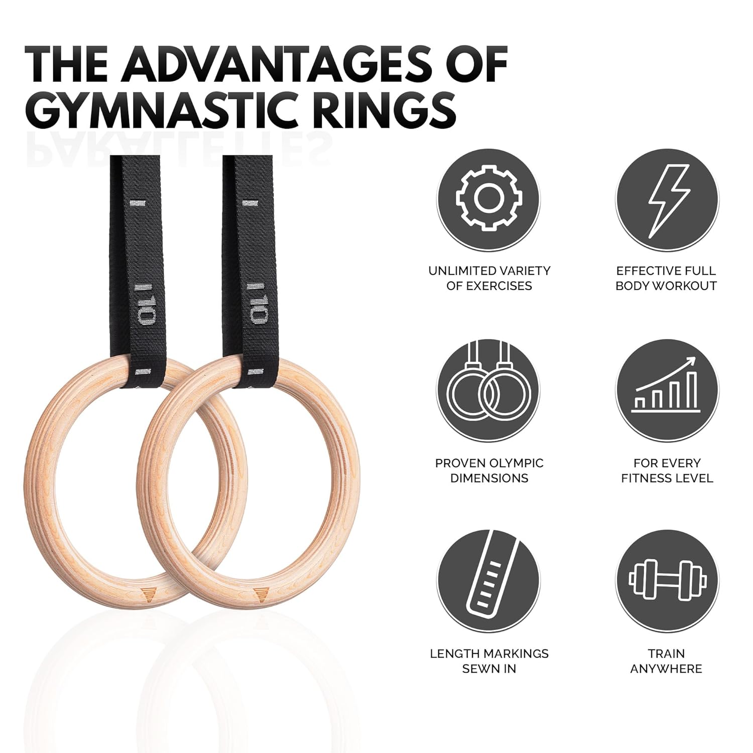 GORNATION Wooden Gym Rings, Premium Calisthenics & Fitness Equipment for Indoor, Outdoor & Gym Workouts, Adjustable Straps for Muscle-Ups, Pull-Ups & More