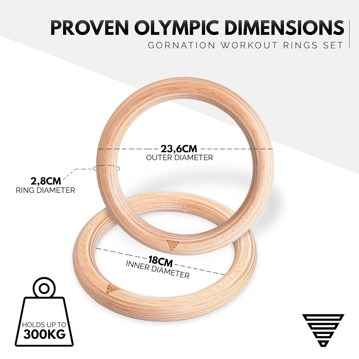 GORNATION Wooden Gym Rings, Premium Calisthenics & Fitness Equipment for Indoor, Outdoor & Gym Workouts, Adjustable Straps for Muscle-Ups, Pull-Ups & More