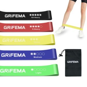 GRIFEMA GAK5001 Resistance Bands [Set of 5], Exercise Resistance Bands Set Women and Men, 5 Different Levels Stretch Bands for Exercise - for Home, Gym, Yoga, Training