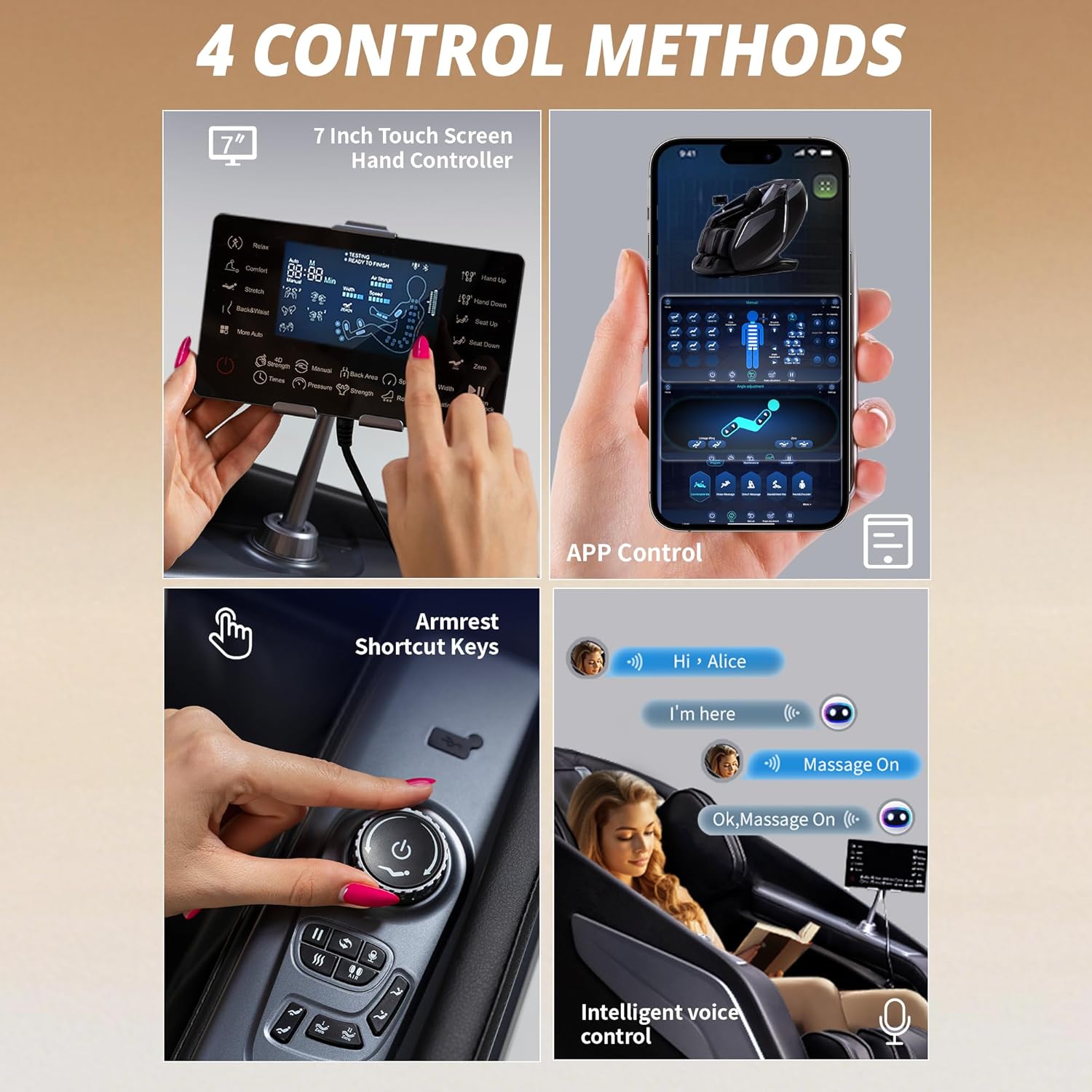 HealthRelife Full Body Massage Chair with Bodyscan 4D Massage Intelligent Shiatsu Massagerecliner with Voice Control Back Heating App Control(Black)