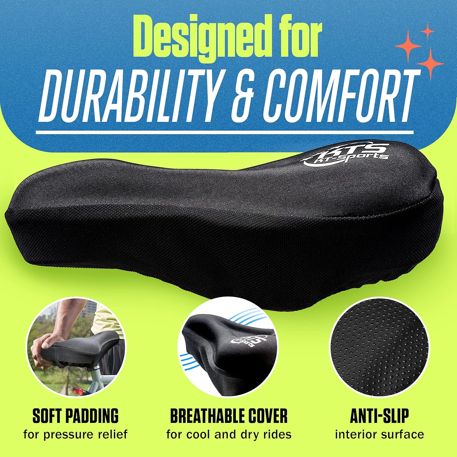 KT-Sports Gel Bike Seat Cover Bicycle Saddle Most Comfortable Seat.