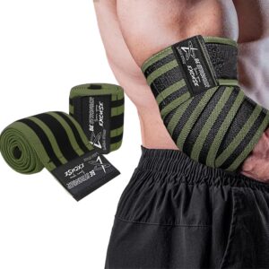 LARA STAR Elbow Wraps for Weightlifting (1 Pair), 47" Elastic Elbow Support & Compression Powerlifting, Fitness, Cross Training & Gym Workout - Elbow Straps for Weight Lifting