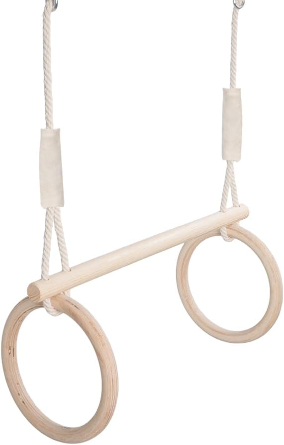 MAMOI® Trapeze bar baby swing, Indoor gymnastic rings, Monkey bars gorilla gym, Gymnastics pull up equipment for kids, Olympic rings and swings for calisthenics