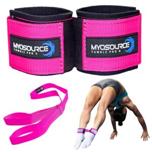 Myosource Kinetic Bands Tumble Pro X Ankle Straps Kit – Cheerleading Standing Tumbling Equipment, Gymnastics Backhandspring Trainer – Includes Flexibility Stunt Stretch...