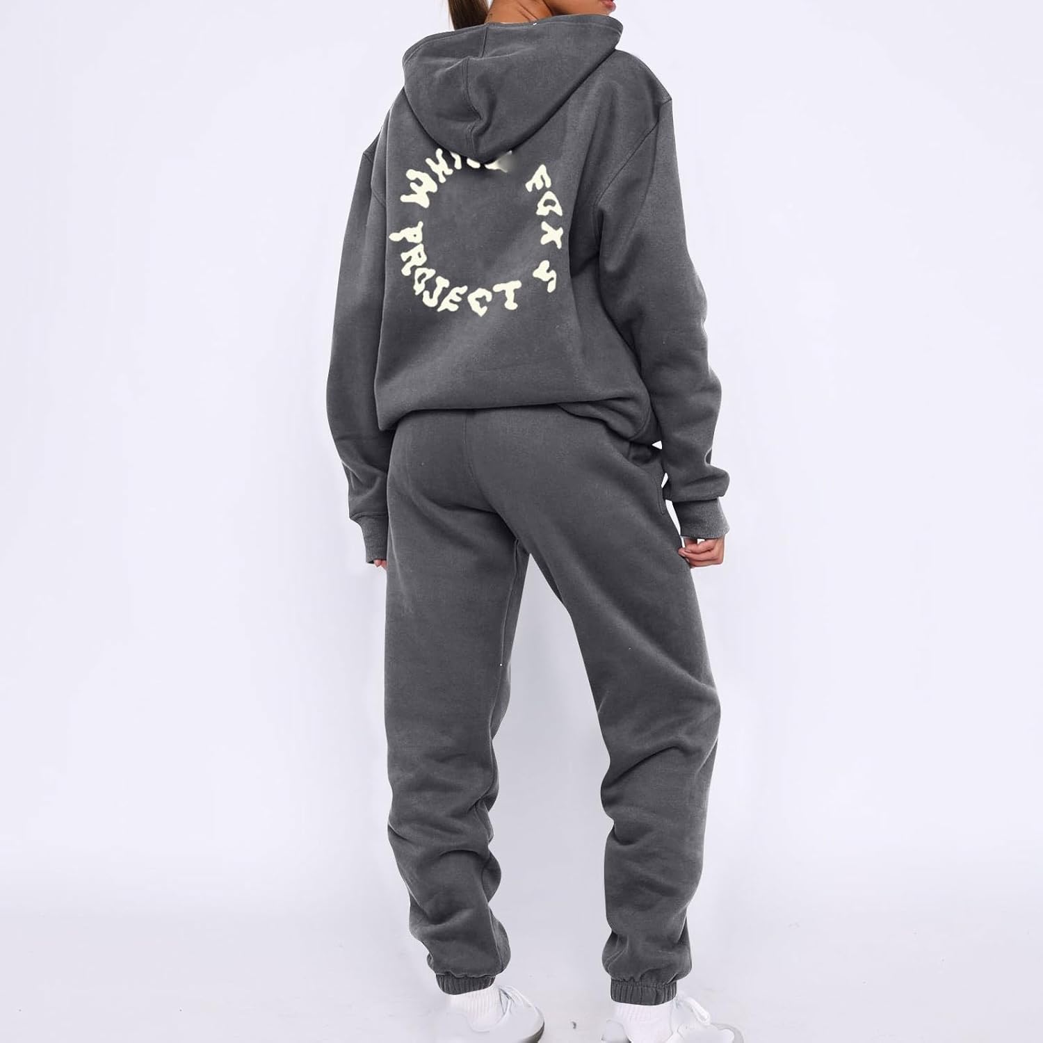 NSICBMNO Tracksuit Womens Full Set Jogging Suits Hoodie Tracksuit Two Piece Outfit Oversized Sweatshirts Jogging Pants Lounge Outfits Casual Co Ord Sets Streetwear