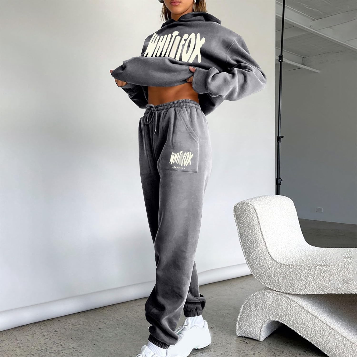 NSICBMNO Tracksuit Womens Full Set Jogging Suits Hoodie Tracksuit Two Piece Outfit Oversized Sweatshirts Jogging Pants Lounge Outfits Casual Co Ord Sets Streetwear