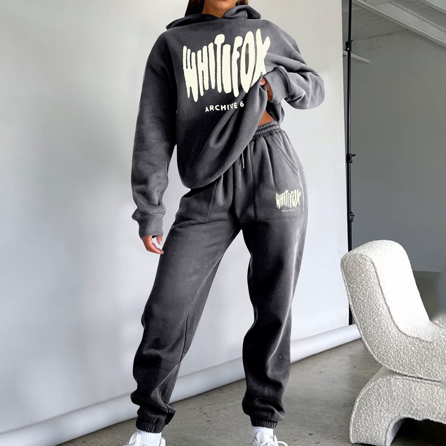 NSICBMNO Tracksuit Womens Full Set Jogging Suits Hoodie Tracksuit Two Piece Outfit Oversized Sweatshirts Jogging Pants Lounge Outfits Casual Co Ord Sets Streetwear