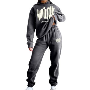 NSICBMNO Tracksuit Womens Full Set Jogging Suits Hoodie Tracksuit Two Piece Outfit Oversized Sweatshirts Jogging Pants Lounge Outfits Casual Co Ord Sets Streetwear