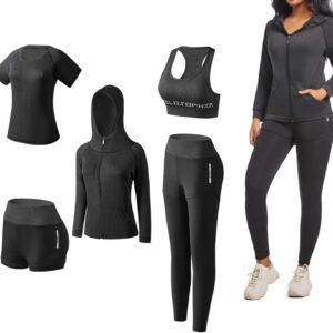 ODWTMRK Tracksuit Womens Full Set Gym Sets Sport Running Exercise Workout Yoga Outfits Activewear Sets Jumpsuit Set