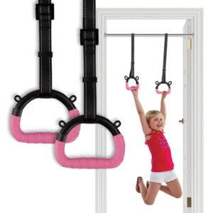 Original Cup Gym Rings® Pink Gymnastic Rings for Kids | 2 Sturdy Rings with Adjustable Straps (16–55 cm) | Non-Slip Wrap | Indoor & Outdoor Use | Aerobik