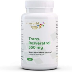 Pack of 3 Vita World Trans-Resveratrol from Japanese Knotweed Extract 550 mg 3 x 60 Capsules Vegan/Vegetarian Made in Germany