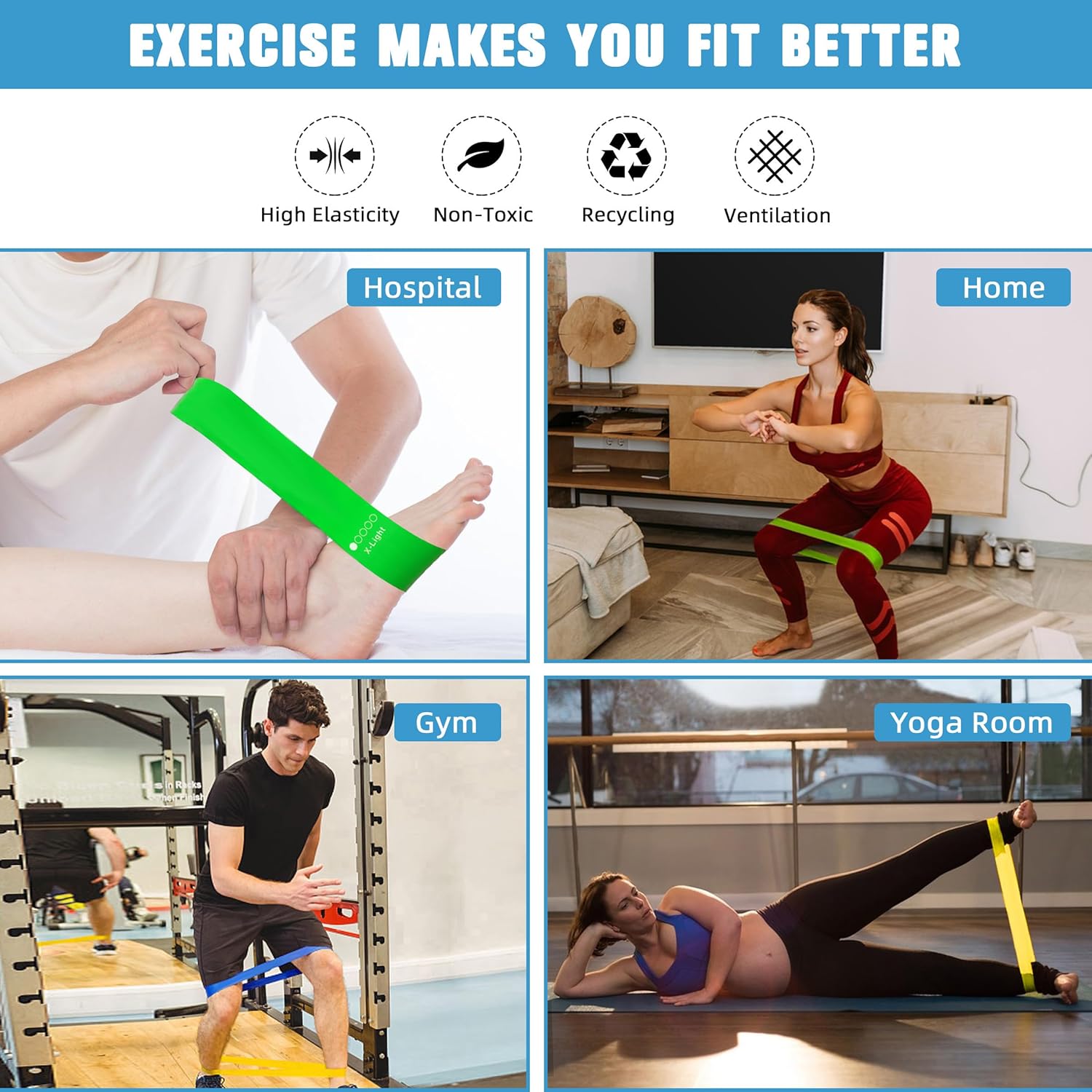 Resistance Bands for Working Out, Set of 5 Resistance Loop Exercise Bands, Elastic Workout Bands for Women and Man Home Gym Yoga Strength Training Exercise Equipment Essentials...