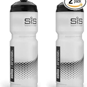 Science in Sport SIS Clear Sports Water Bottle, Wide Mouth Drink Bottle, Black Logo, Transparent Colour, 800 ml (Design May vary) (Pack of 2)