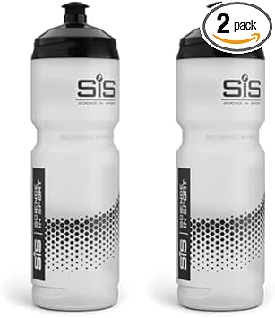 Science in Sport SIS Clear Sports Water Bottle, Wide Mouth Drink Bottle, Black Logo, Transparent Colour, 800 ml (Design May vary) (Pack of 2)