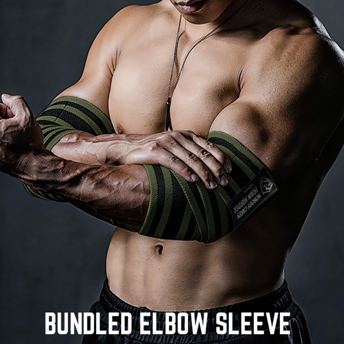 TAVIEW Elbow Wraps for Weightlifting (1 Pair), 47" Elastic Elbow Support & Compression Powerlifting, Fitness, Cross Training & Gym Workout