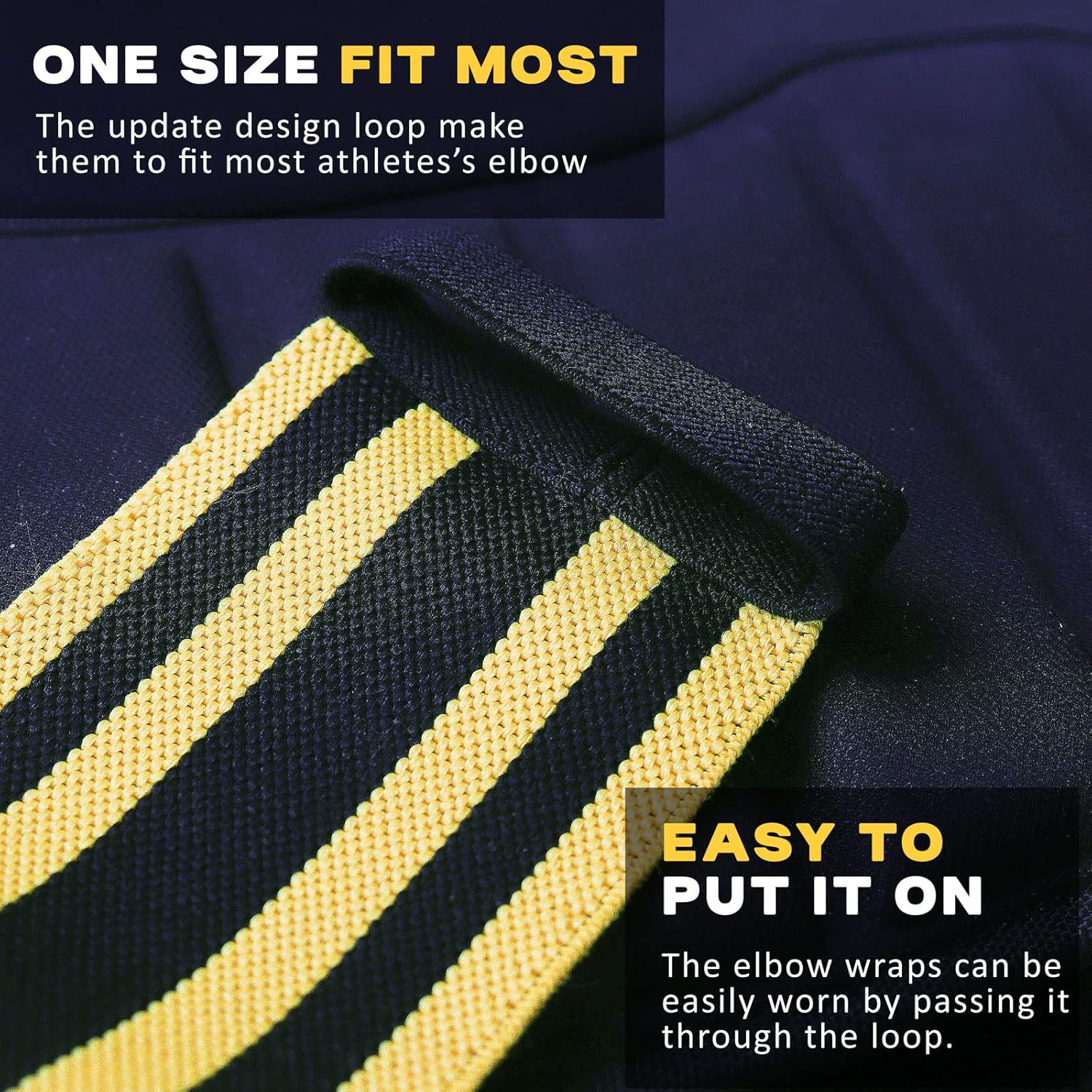 TAVIEW Elbow Wraps for Weightlifting (1 Pair), 48" Elastic Elbow Support & Compression Powerlifting, Fitness, Cross Training & Gym Workout - Elbow Straps for Weight Lifting