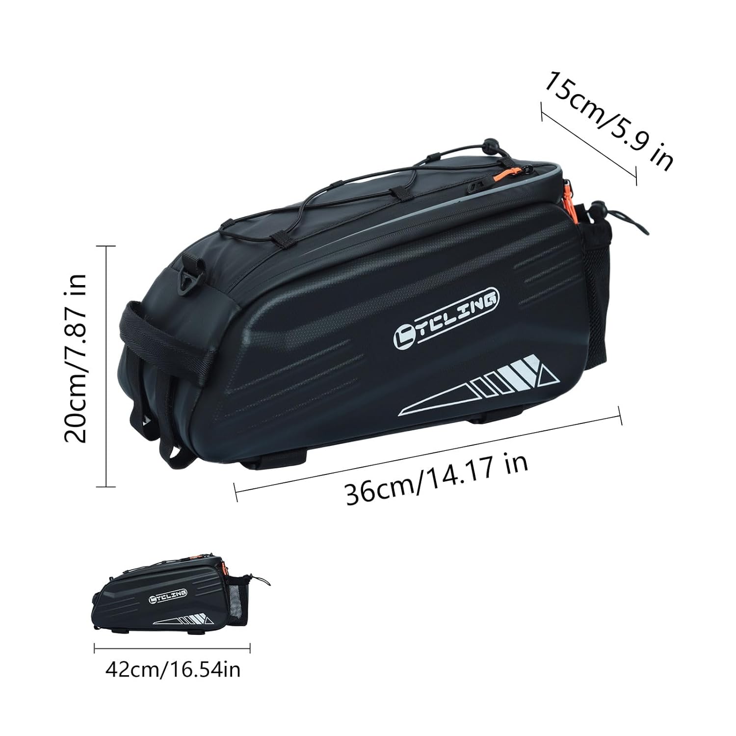 Waterproof Bike Rack Pannier Bag, 9L EVA Hard Shell Cycling Luggage with Reflective Coating and Adjustable Shoulder Strap Suitable for Mountain & Commuter Bikes, Black