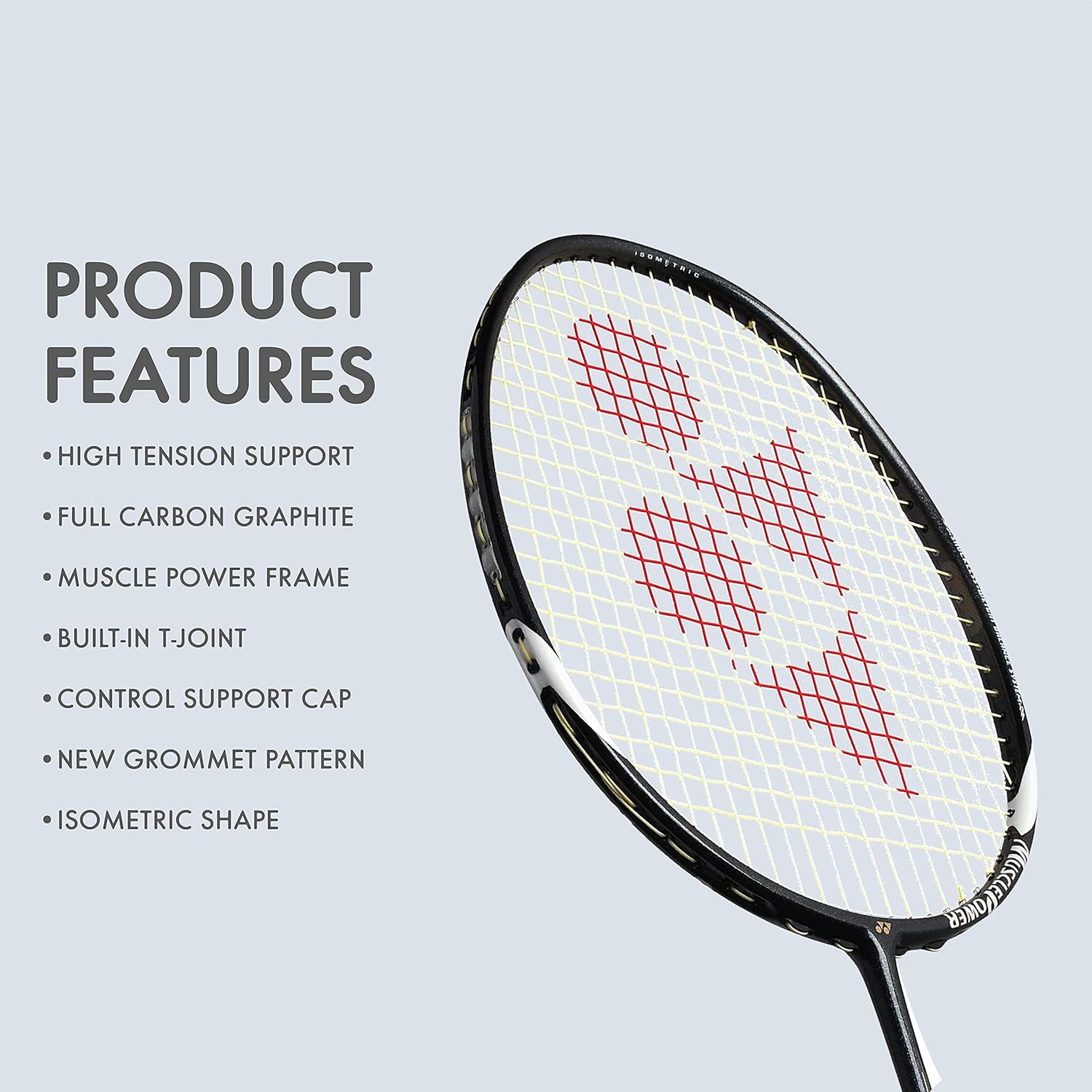 Yonex Badminton Racket Muscle Power Series with Full Cover High Tension Pre Strung Racquets